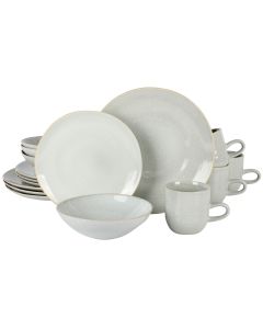 Laurie Gates Ravenna 16 Piece Round Stoneware Dinnerware Set in Grey