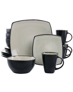 Gibson Elite Soho Lounge 16 Piece Square Stoneware Dinnerware Set in Sand