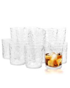 Gibson Home Great Foundations 16 Piece Tumbler and Double Old Fashioned Glass Set in Bubble Pattern
